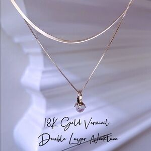 - - 18K Gold Vermeil Double layer Necklace